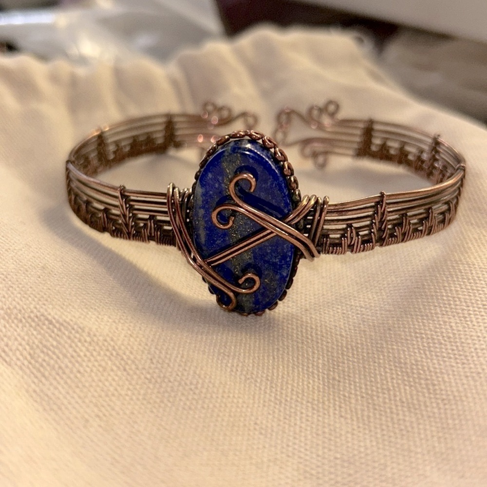 Lapis Copper Cuff Adjustable Bracelet